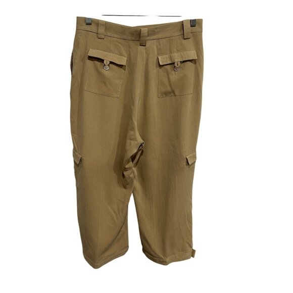 Bobby Chan Womens Size 8 Beige Silk Blend Cargo Capri Pants - Picture 2 of 8